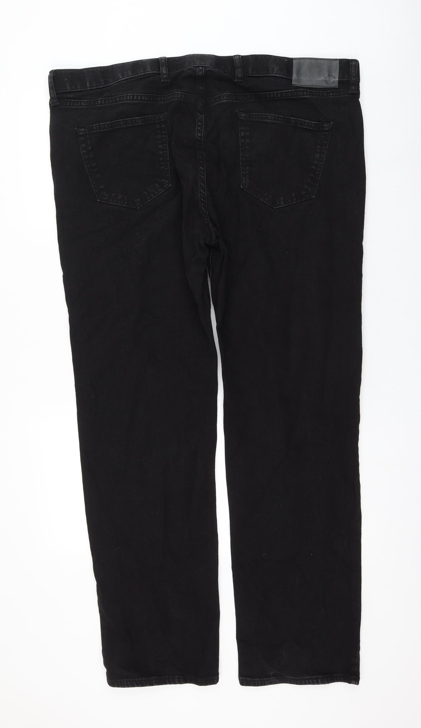 Womens UK Size 42 Preworn Regular Fit Straight Black Jeans