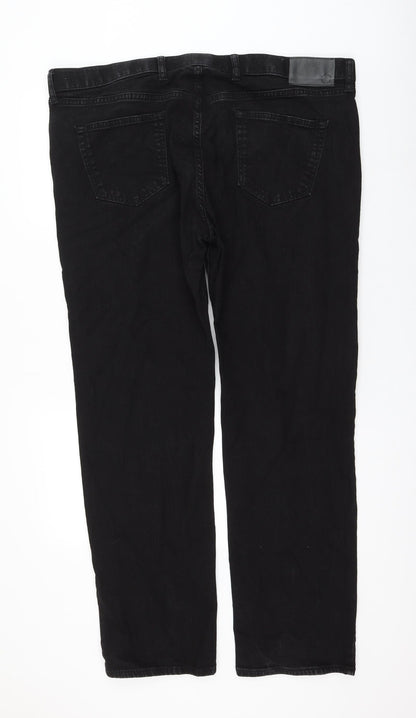 Womens UK Size 42 Preworn Regular Fit Straight Black Jeans