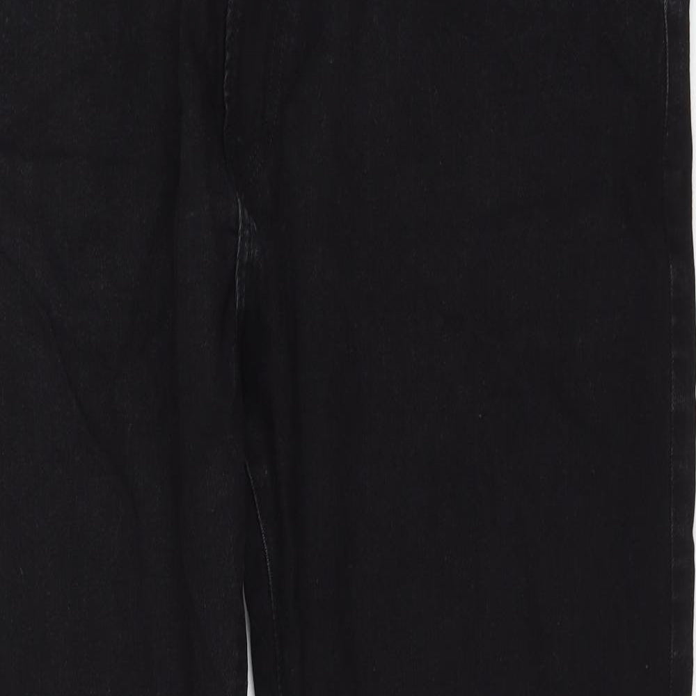 Womens UK Size 42 Preworn Regular Fit Straight Black Jeans