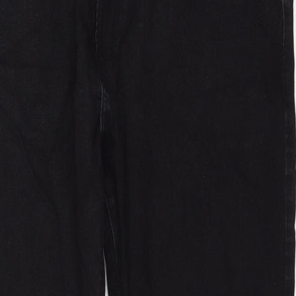 Womens UK Size 42 Preworn Regular Fit Straight Black Jeans
