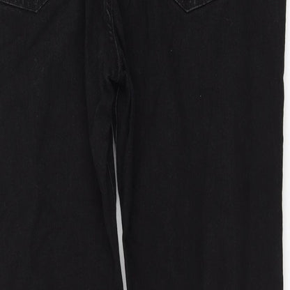 Womens UK Size 42 Preworn Regular Fit Straight Black Jeans