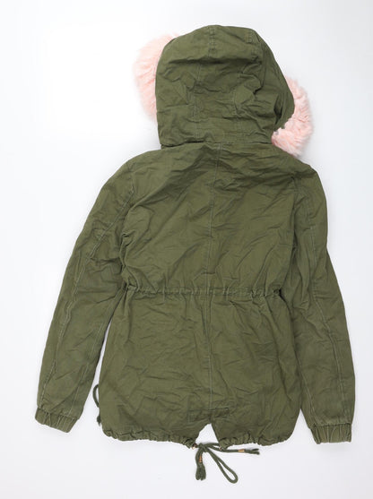 Womens UK Size S Preworn Green Trench Coat