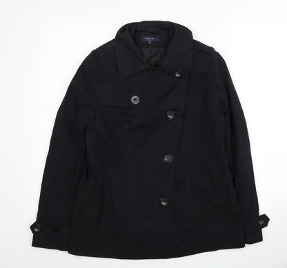 Debenhams Womens Black Trench Coat Coat Size 10 Button