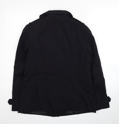 Debenhams Womens Black Trench Coat Coat Size 10 Button