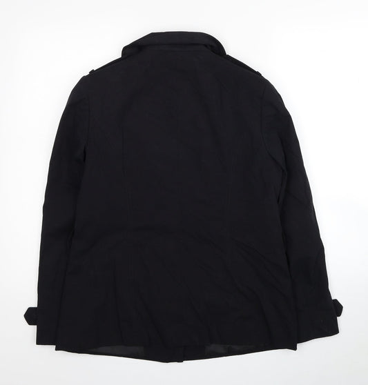 Debenhams Womens Black Trench Coat Coat Size 10 Button