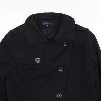 Debenhams Womens Black Trench Coat Coat Size 10 Button