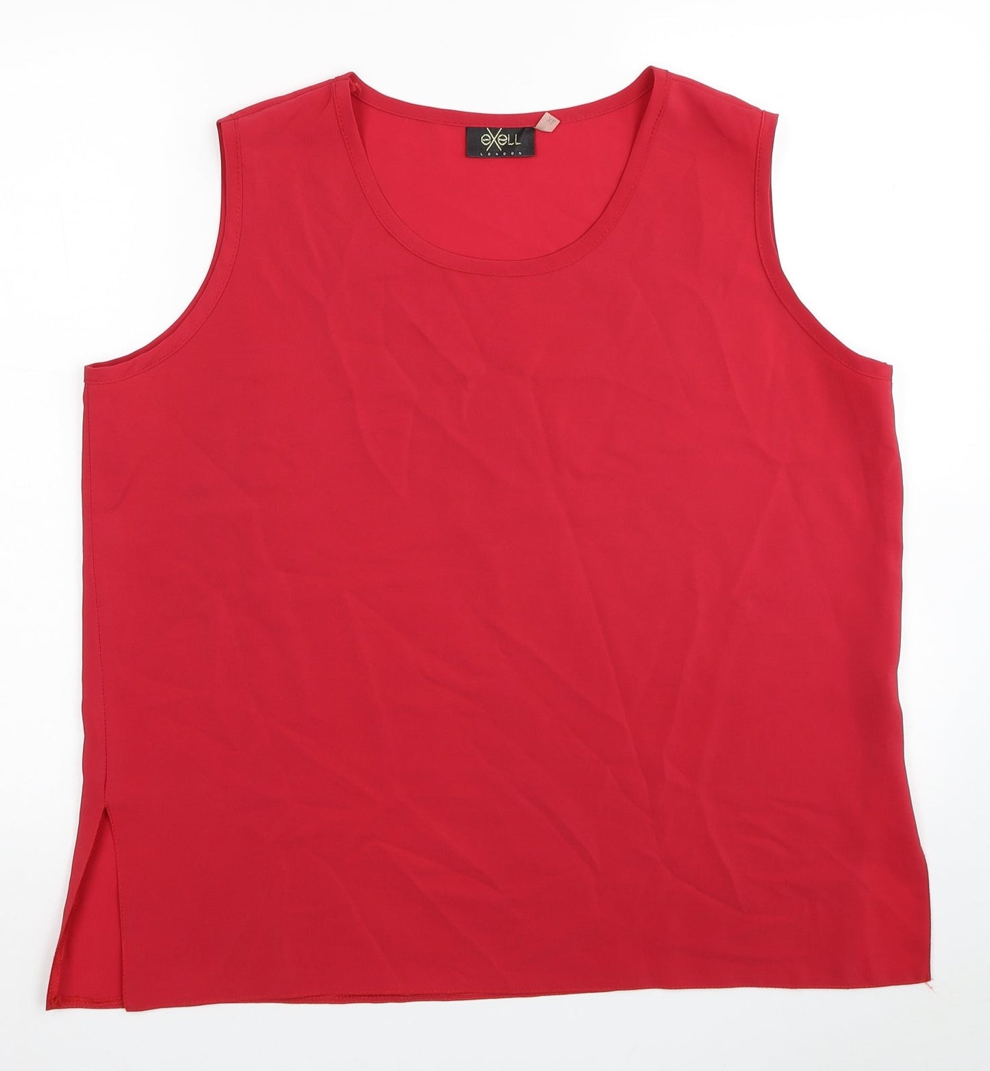 Exell Womens Red Polyester Basic Tank Size XL Scoop Neck