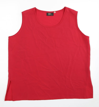 Exell Womens Red Polyester Basic Tank Size XL Scoop Neck