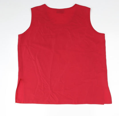 Exell Womens Red Polyester Basic Tank Size XL Scoop Neck