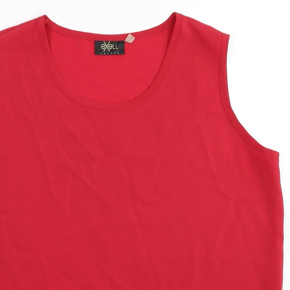 Exell Womens Red Polyester Basic Tank Size XL Scoop Neck