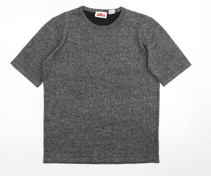 Alia Womens Silver Acrylic Basic T-Shirt Size S Round Neck