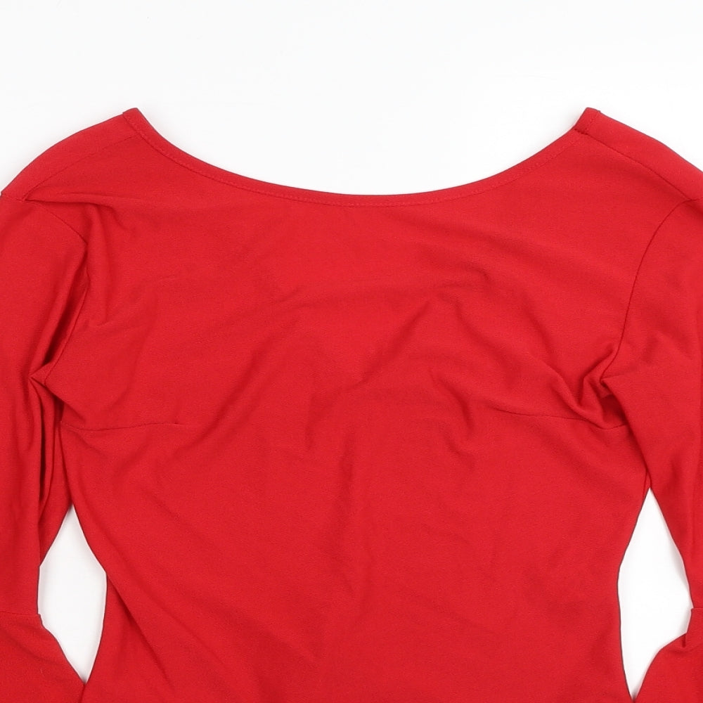 Look of the day Womens Red Polyester Bodysuit One-Piece Size 8 Snap