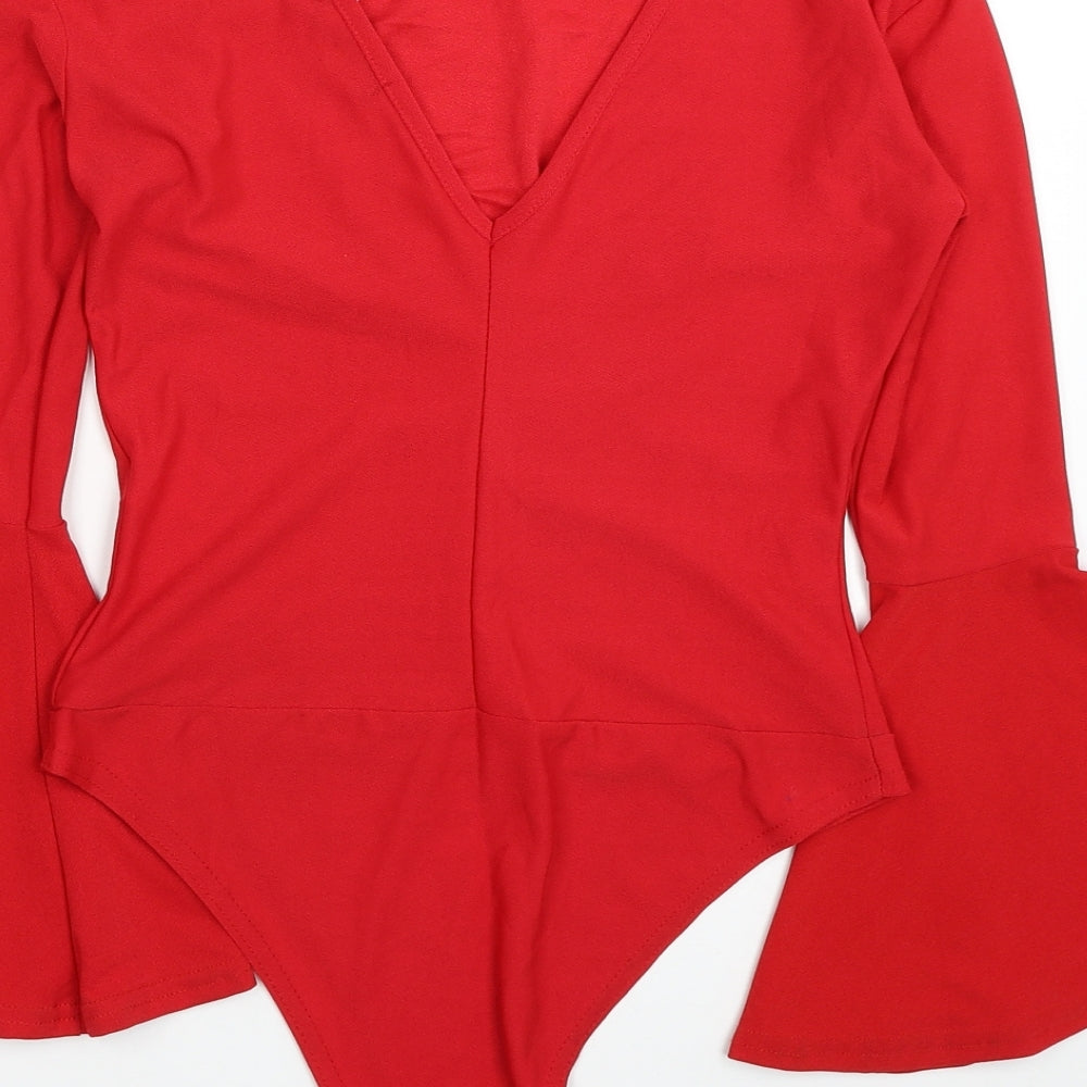 Look of the day Womens Red Polyester Bodysuit One-Piece Size 8 Snap