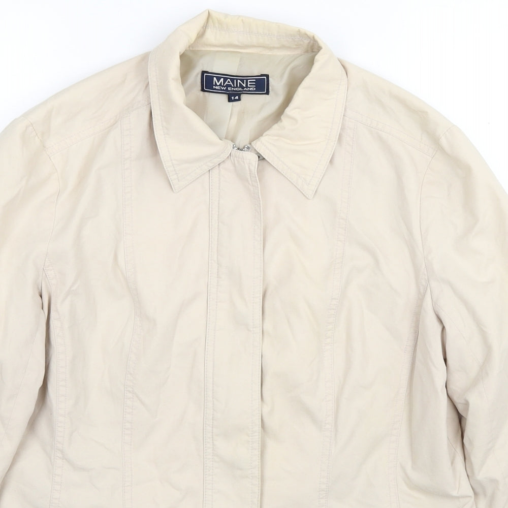 Maine Womens Beige Jacket Size 14 Zip