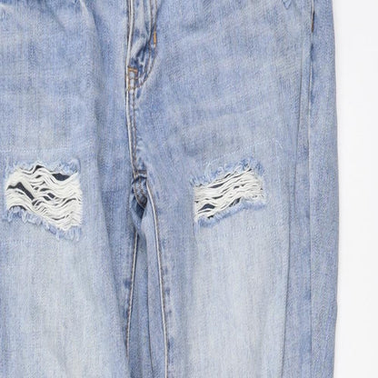 Gap Womens Blue Cotton Boyfriend Jeans Size 4 L28 in Regular Button