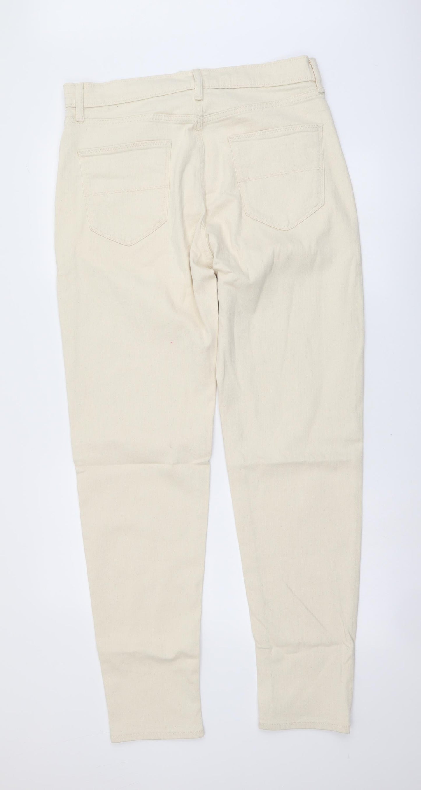 Marks and Spencer Mens Beige Cotton Tapered Jeans Size 32 in L33 in Regular Button