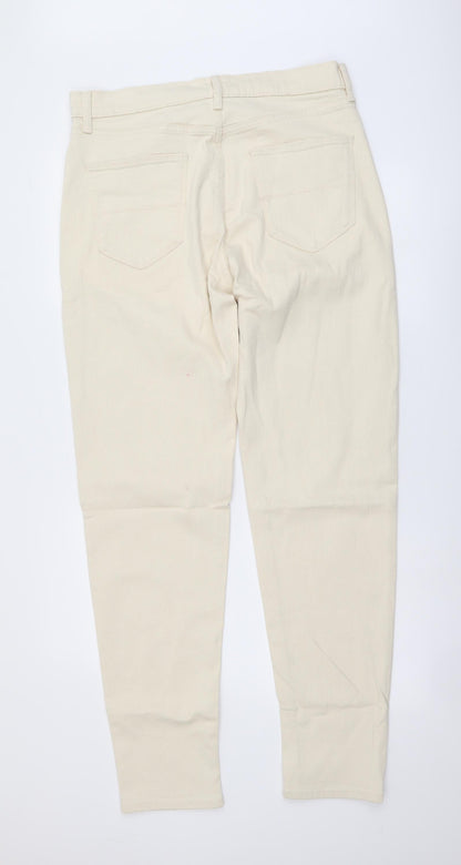 Marks and Spencer Mens Beige Cotton Tapered Jeans Size 32 in L33 in Regular Button