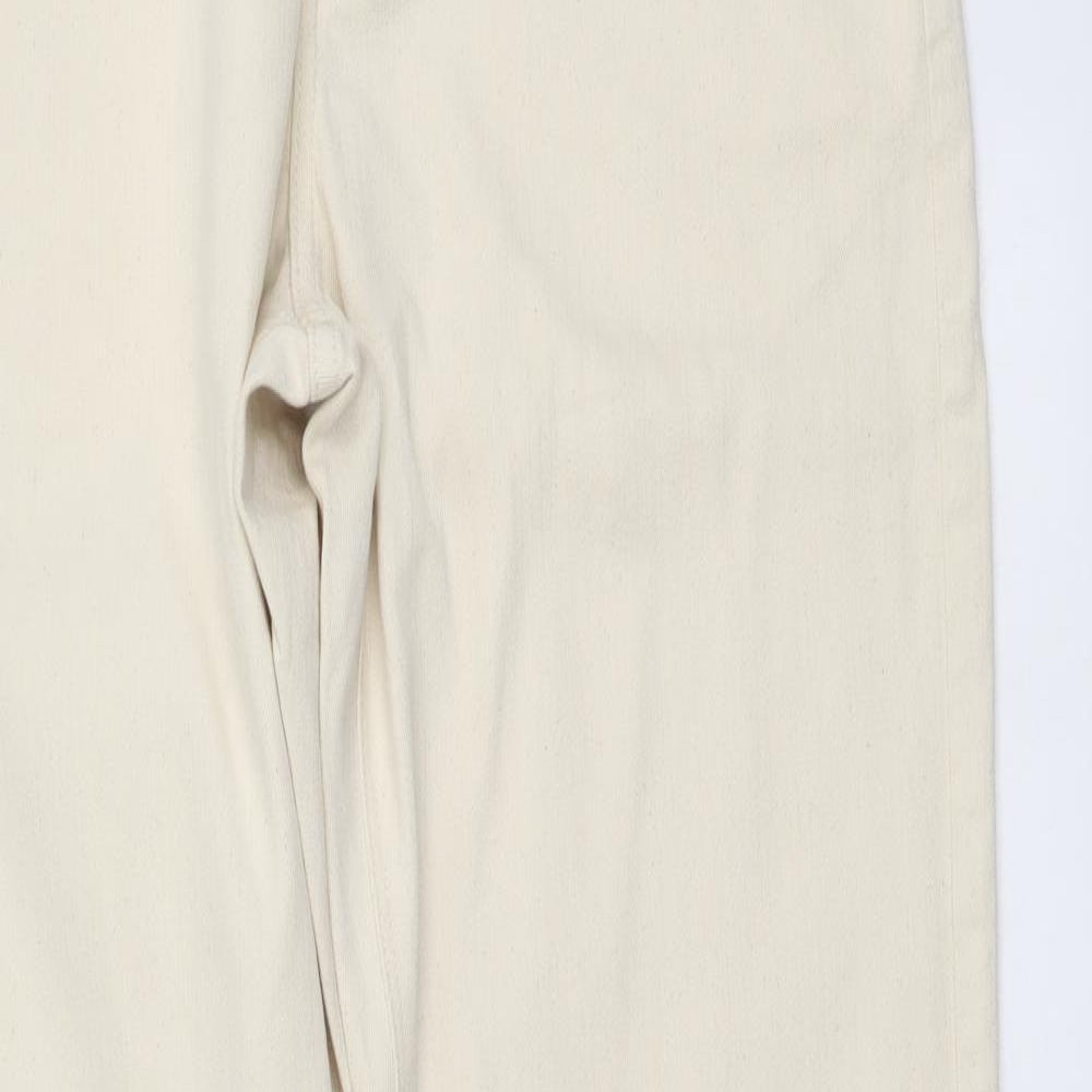 Marks and Spencer Mens Beige Cotton Tapered Jeans Size 32 in L33 in Regular Button