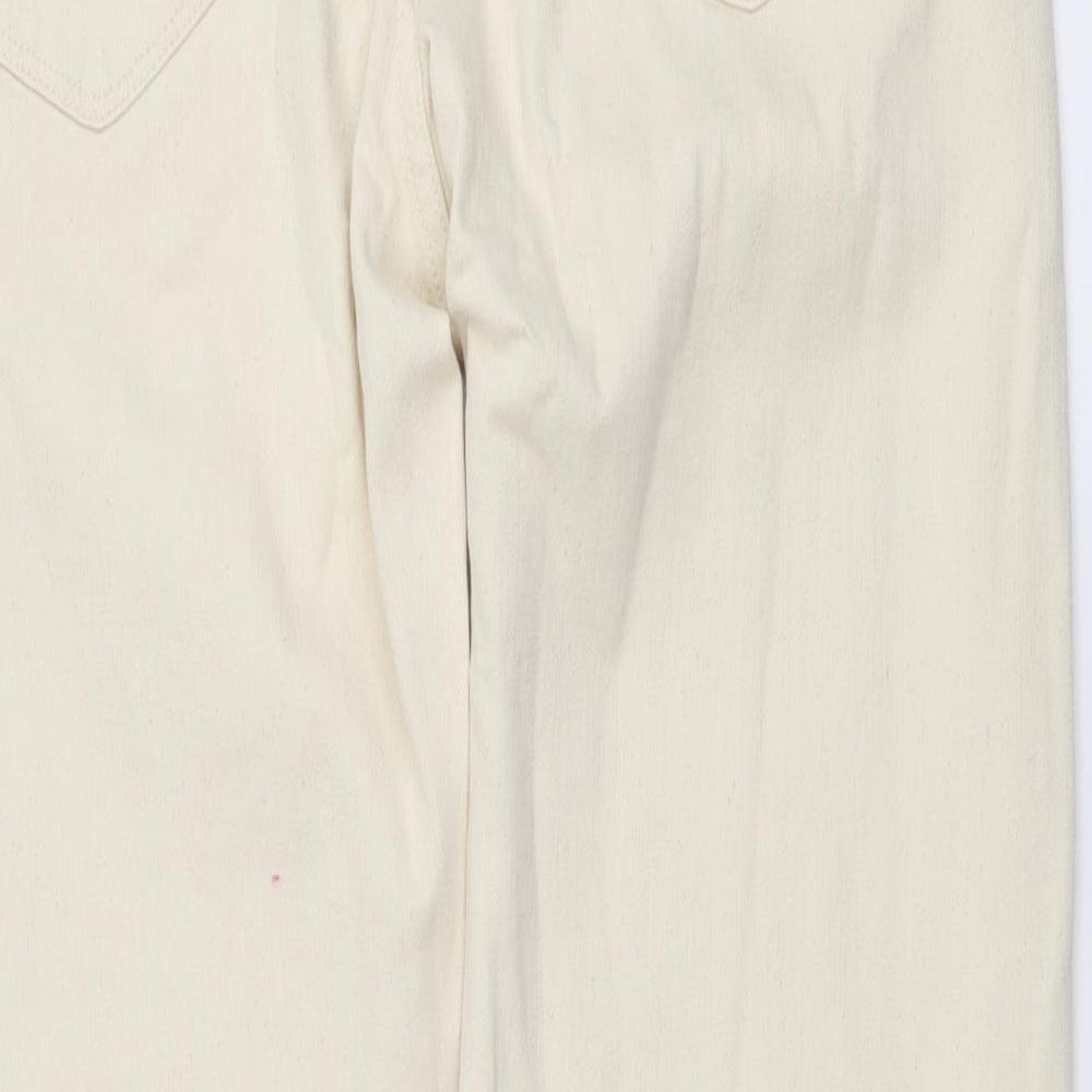 Marks and Spencer Mens Beige Cotton Tapered Jeans Size 32 in L33 in Regular Button