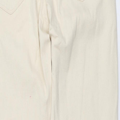 Marks and Spencer Mens Beige Cotton Tapered Jeans Size 32 in L33 in Regular Button