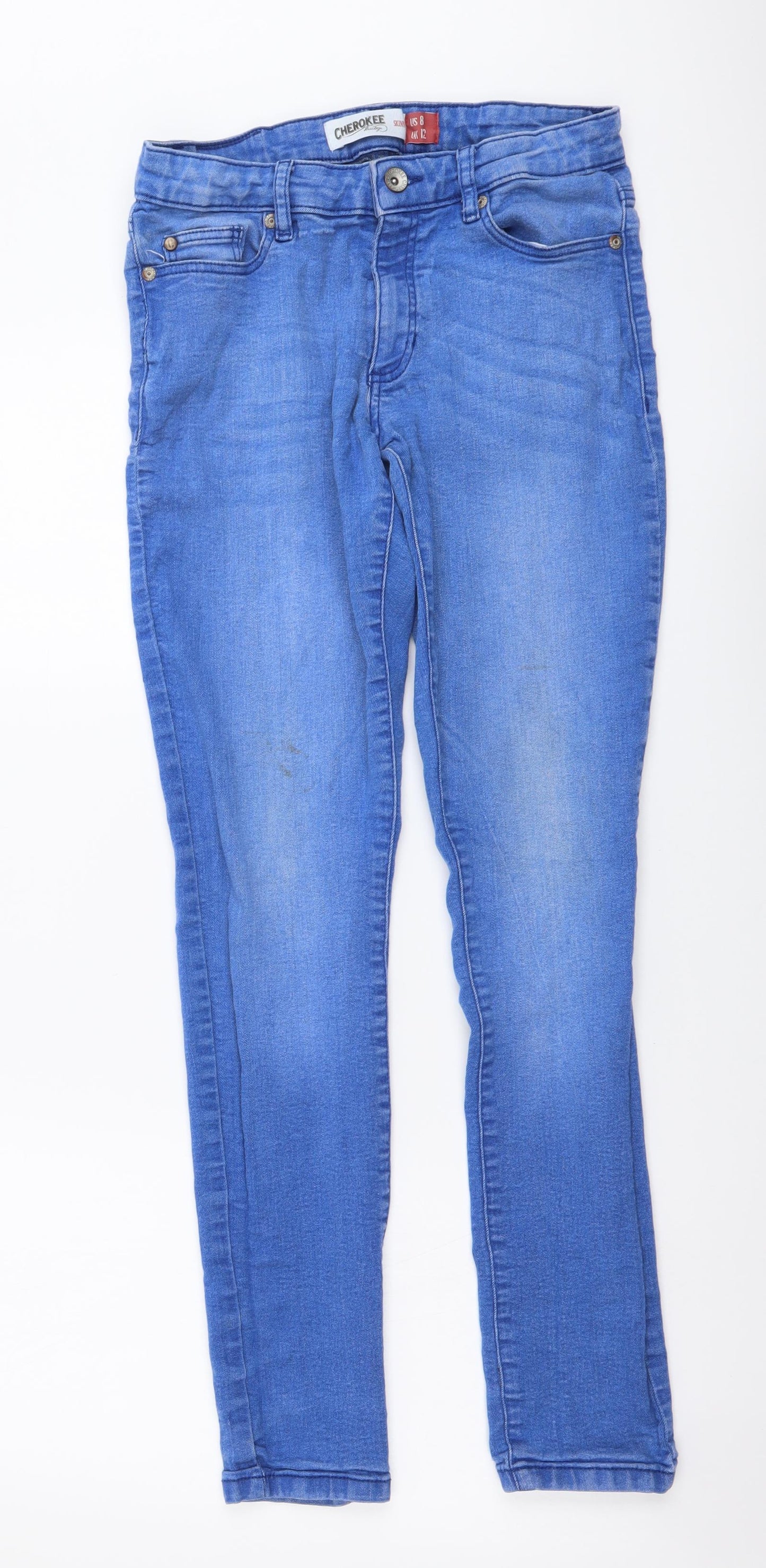 Cherokee Womens Blue Cotton Skinny Jeans Size 8 L29 in Regular Button