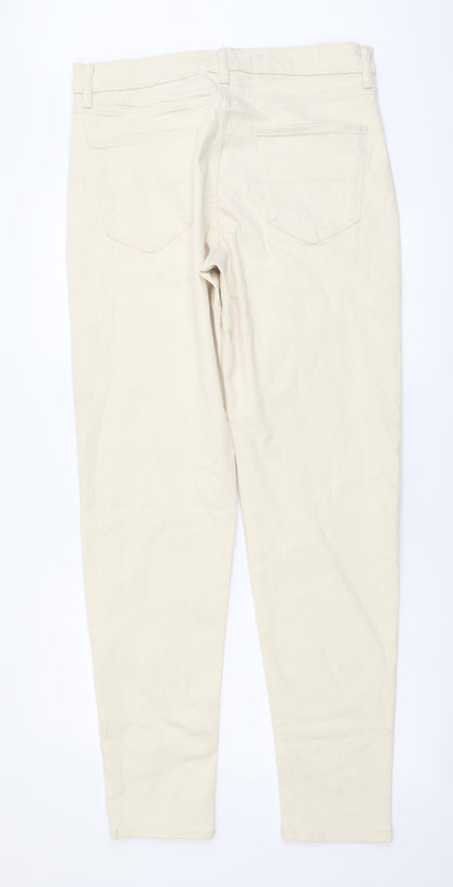 Marks and Spencer Mens Beige Cotton Tapered Jeans Size 32 in L33 in Regular Button