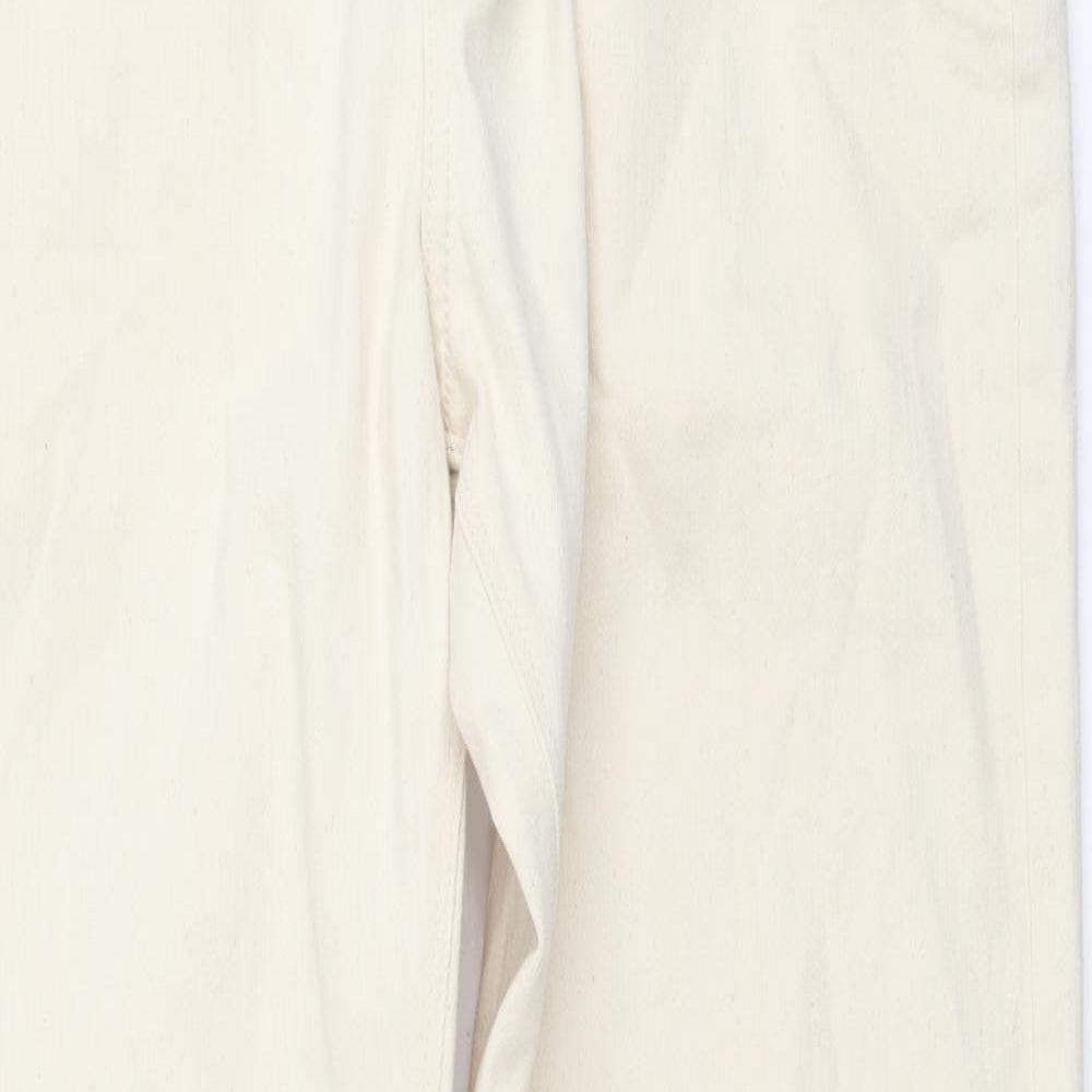 Marks and Spencer Mens Beige Cotton Tapered Jeans Size 32 in L33 in Regular Button