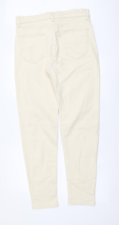 Marks and Spencer Mens Beige Cotton Tapered Jeans Size 32 in L33 in Regular Button