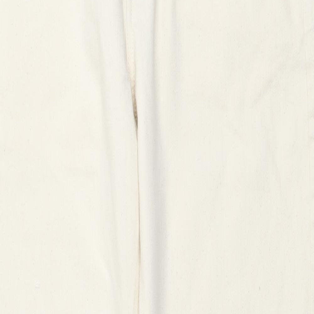 Marks and Spencer Mens Beige Cotton Tapered Jeans Size 32 in L33 in Regular Button