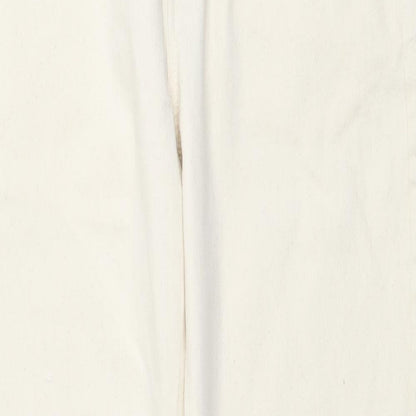 Marks and Spencer Mens Beige Cotton Tapered Jeans Size 32 in L33 in Regular Button