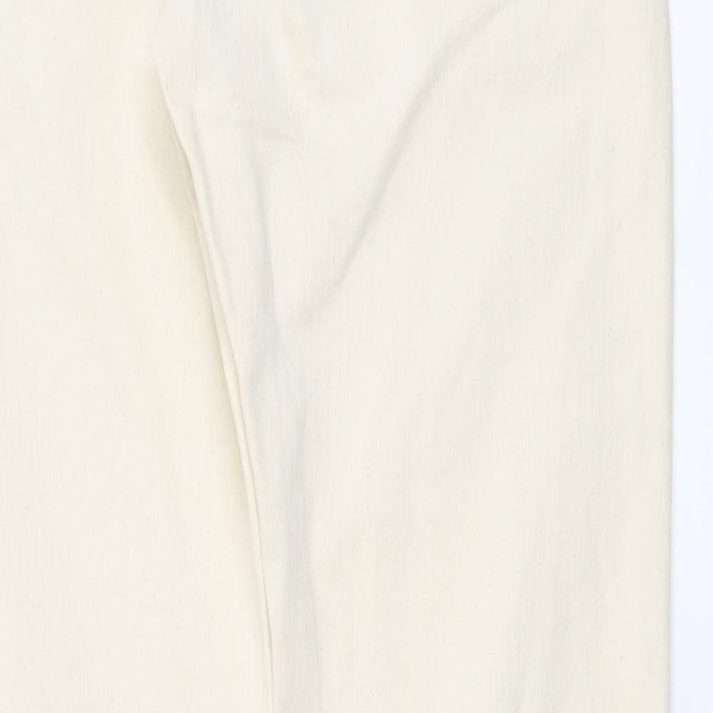 Marks and Spencer Mens Beige Cotton Tapered Jeans Size 32 in L33 in Regular Button