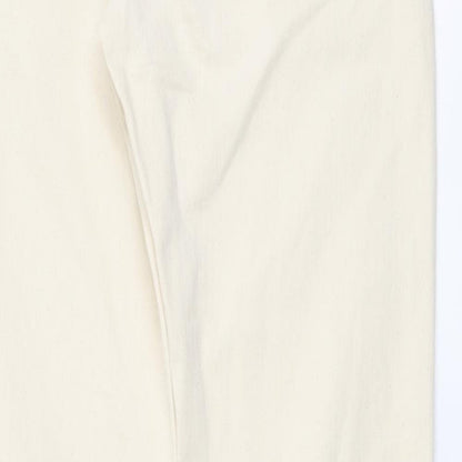 Marks and Spencer Mens Beige Cotton Tapered Jeans Size 32 in L33 in Regular Button