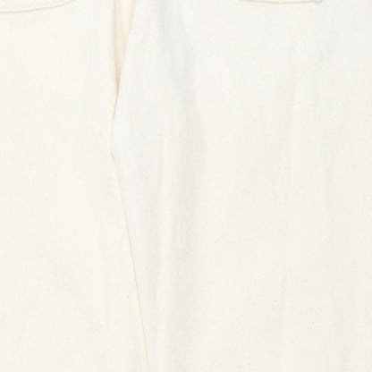 Marks and Spencer Womens Beige Cotton Tapered Jeans Size 34 in L29 in Regular Button
