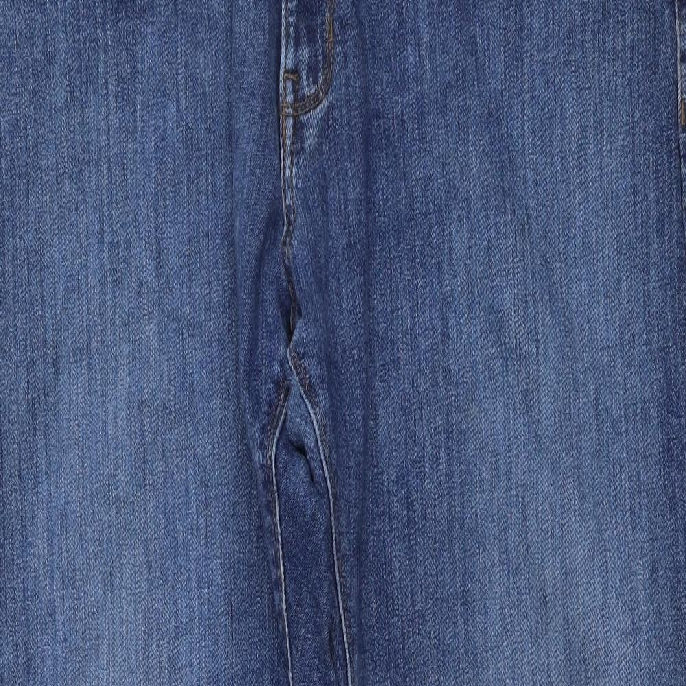 Marks and Spencer Mens Blue Cotton Straight Jeans Size 36 in L31 in Regular Button