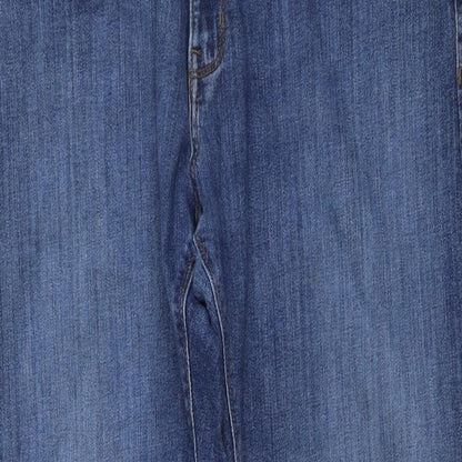 Marks and Spencer Mens Blue Cotton Straight Jeans Size 36 in L31 in Regular Button