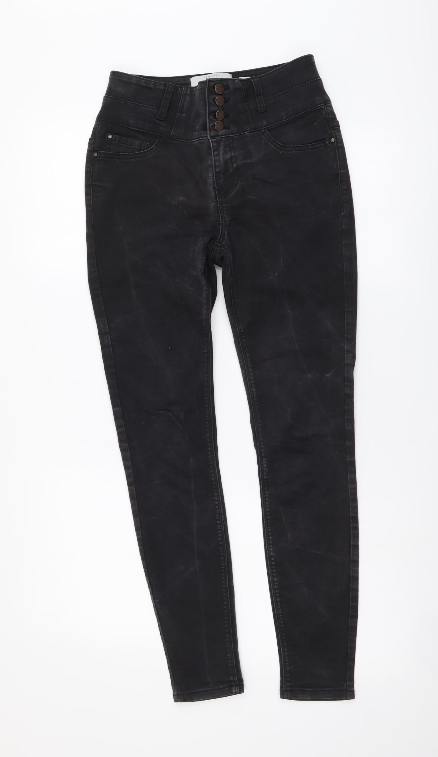 New Look Womens Grey Cotton Skinny Jeans Size 8 L27 in Regular Button