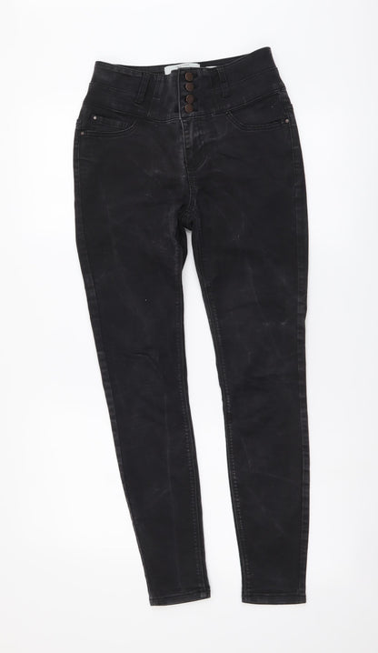 New Look Womens Grey Cotton Skinny Jeans Size 8 L27 in Regular Button