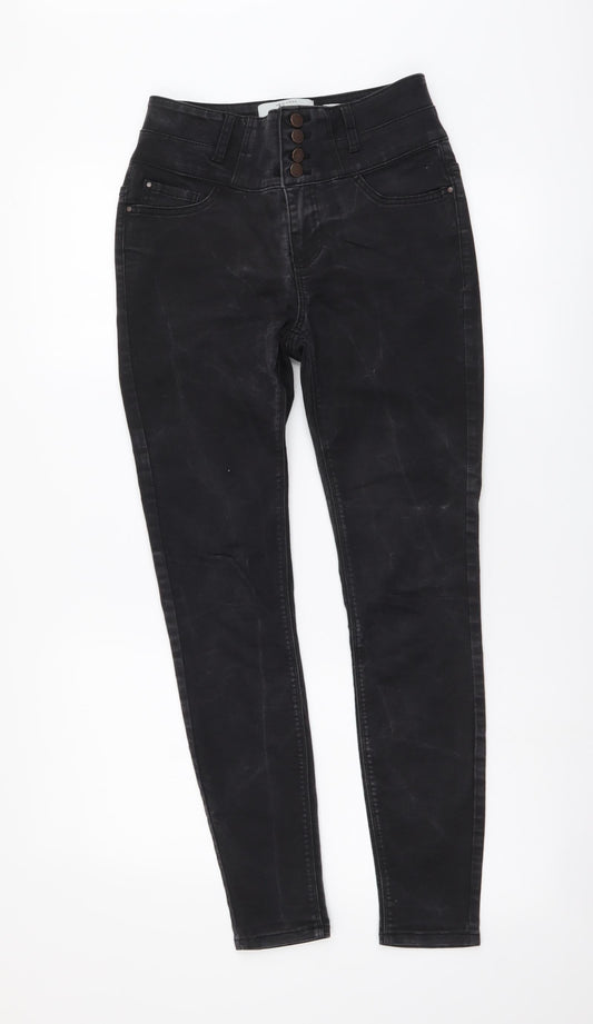 New Look Womens Grey Cotton Skinny Jeans Size 8 L27 in Regular Button