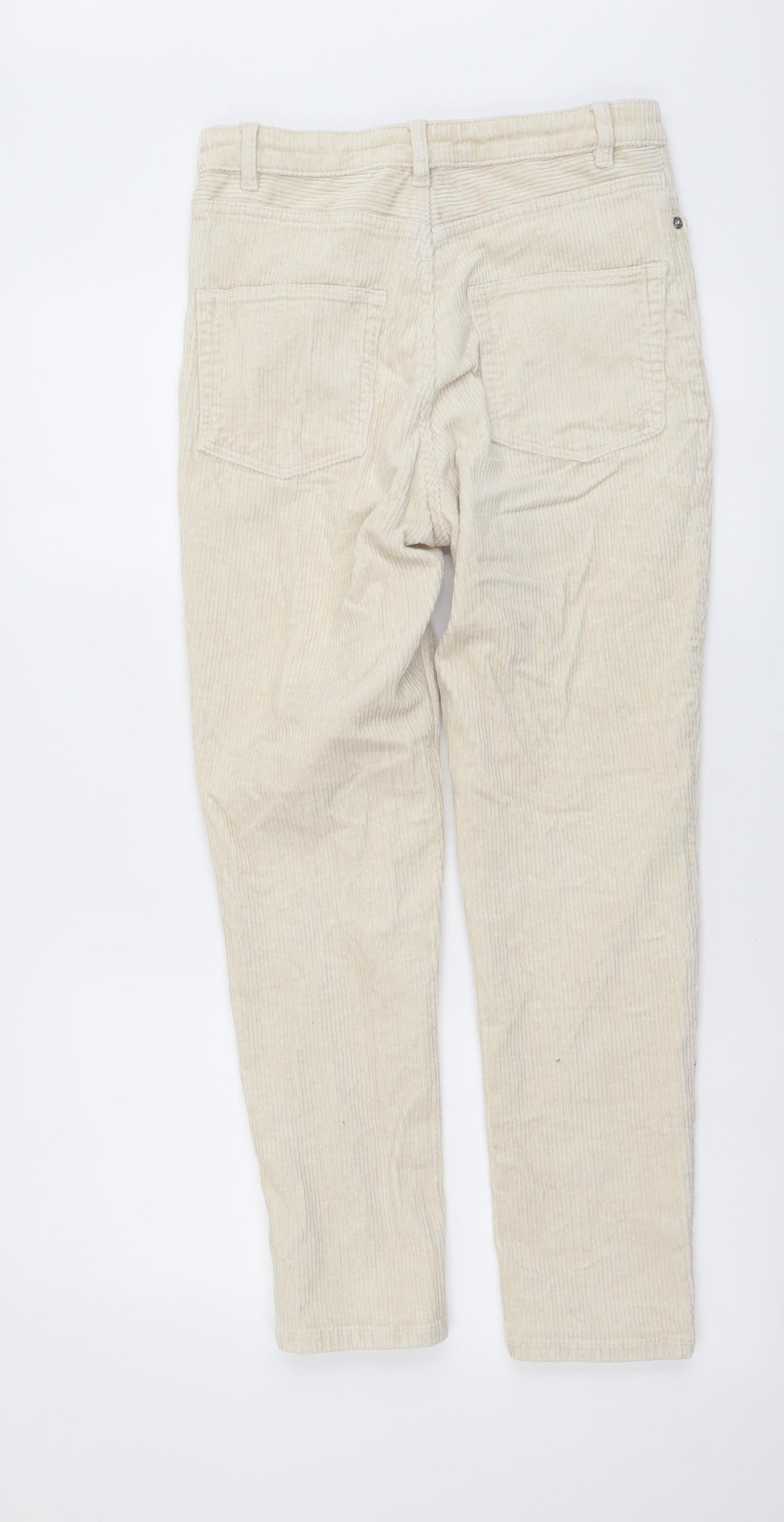 Monki Womens Beige Cotton Straight Jeans Size S L26 in Slim Button
