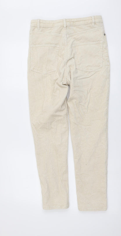 Monki Womens Beige Cotton Straight Jeans Size S L26 in Slim Button