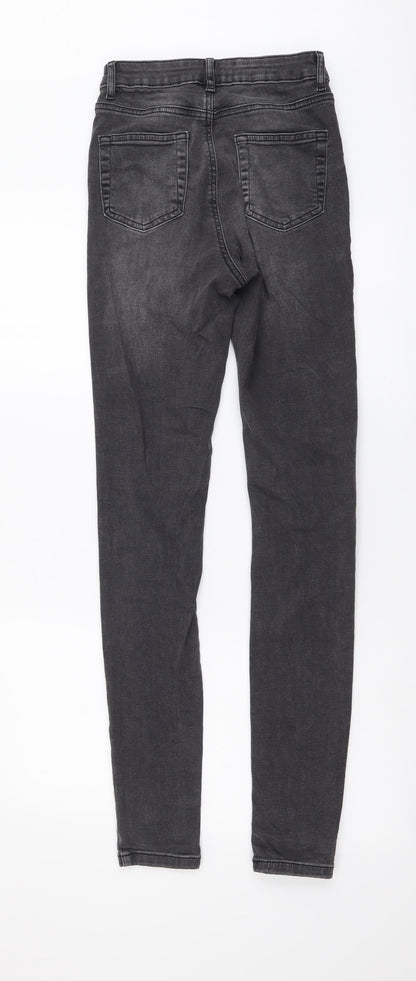 Denim & Co. Womens Grey Cotton Skinny Jeans Size 8 L31 in Regular Button