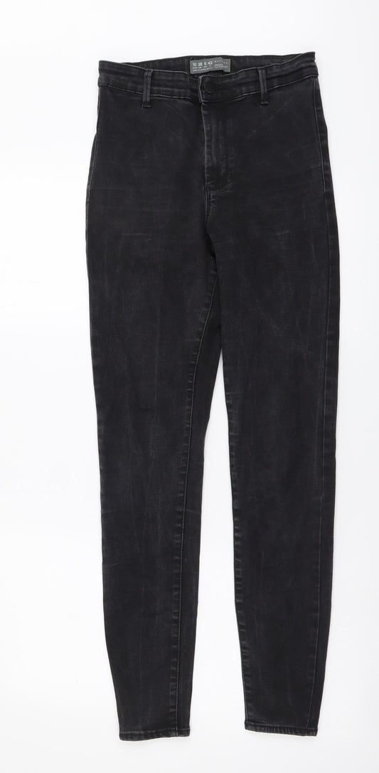 Denim & Co. Womens Black Cotton Skinny Jeans Size 10 L28 in Regular Button