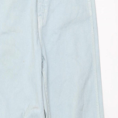 Zara Womens Blue Cotton Straight Jeans Size XS L29 in Regular Button