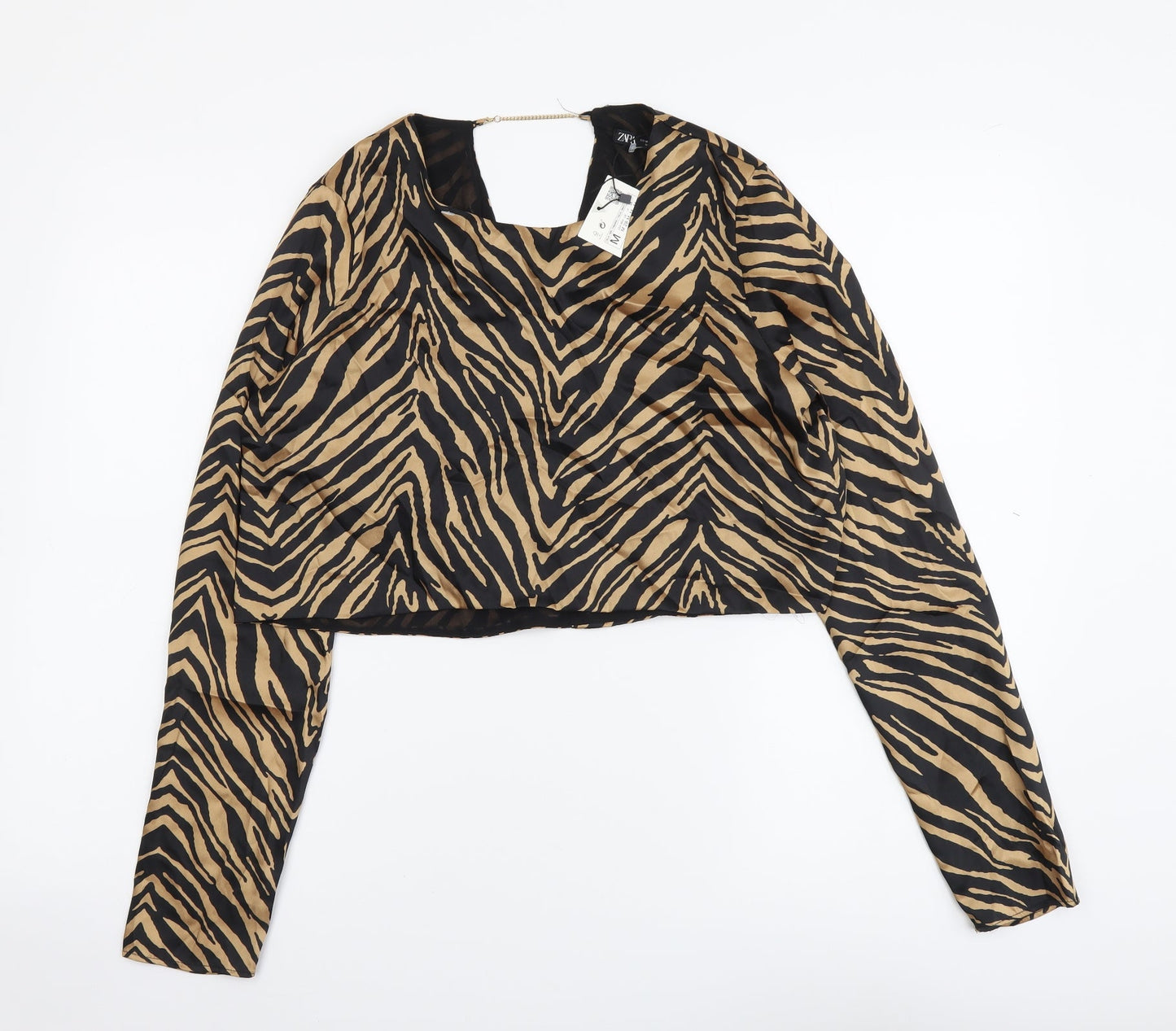 Womens UK Size M Zara Black Cropped Blouse
