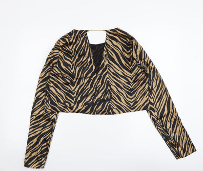 Womens UK Size M Zara Black Cropped Blouse