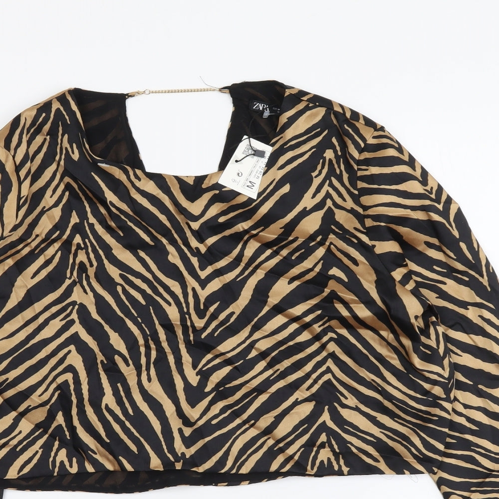Womens UK Size M Zara Black Cropped Blouse