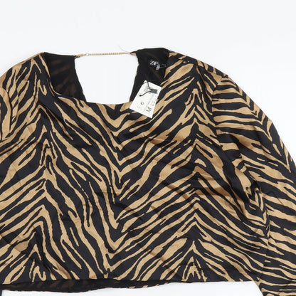 Womens UK Size M Zara Black Cropped Blouse