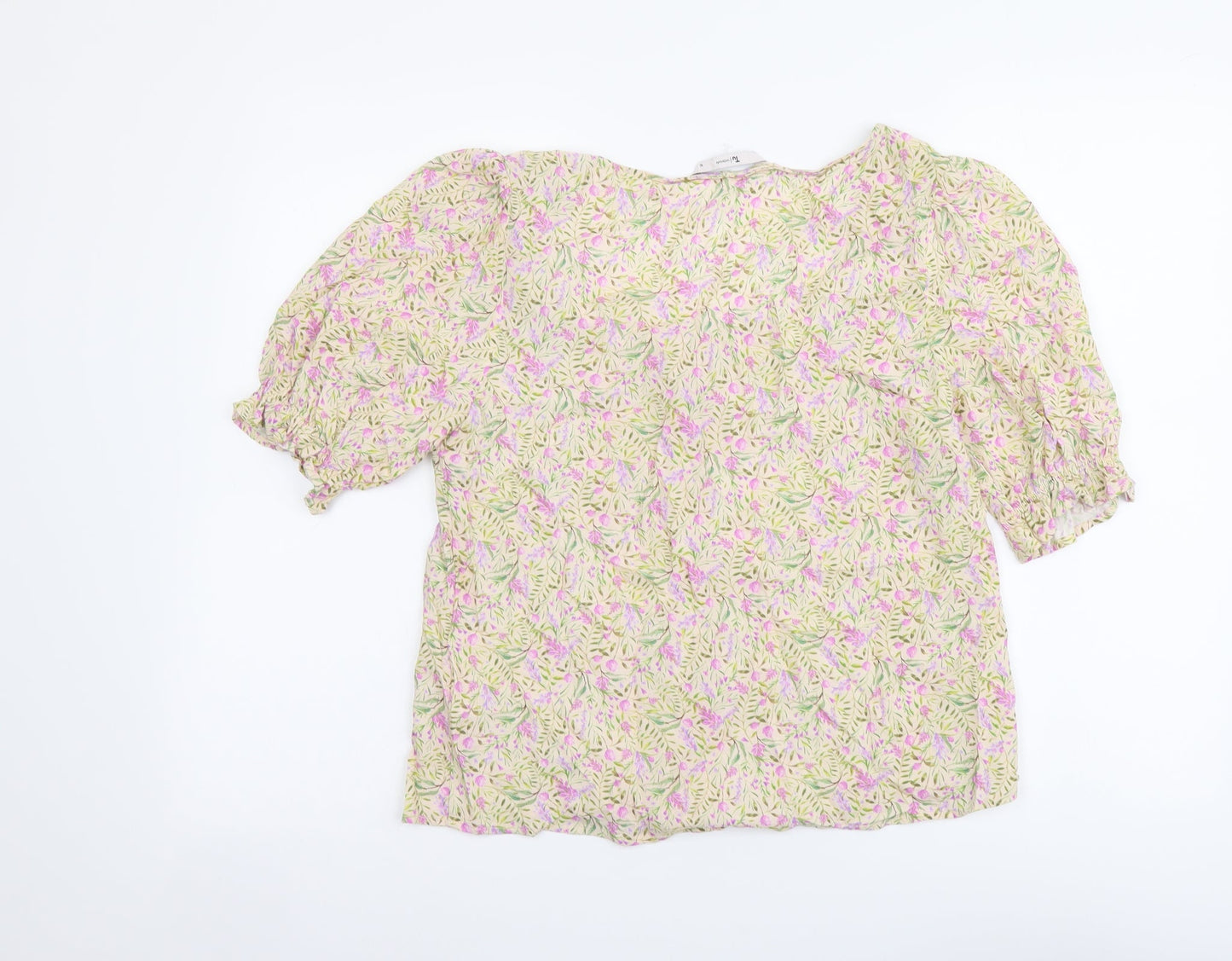 TU Womens Multicoloured Floral Viscose Basic Button-Up Size 10 Scoop Neck