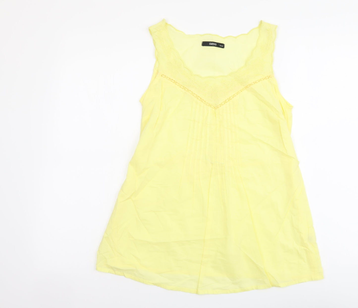 Womens UK Size 10 Oasis Yellow Basic Tank