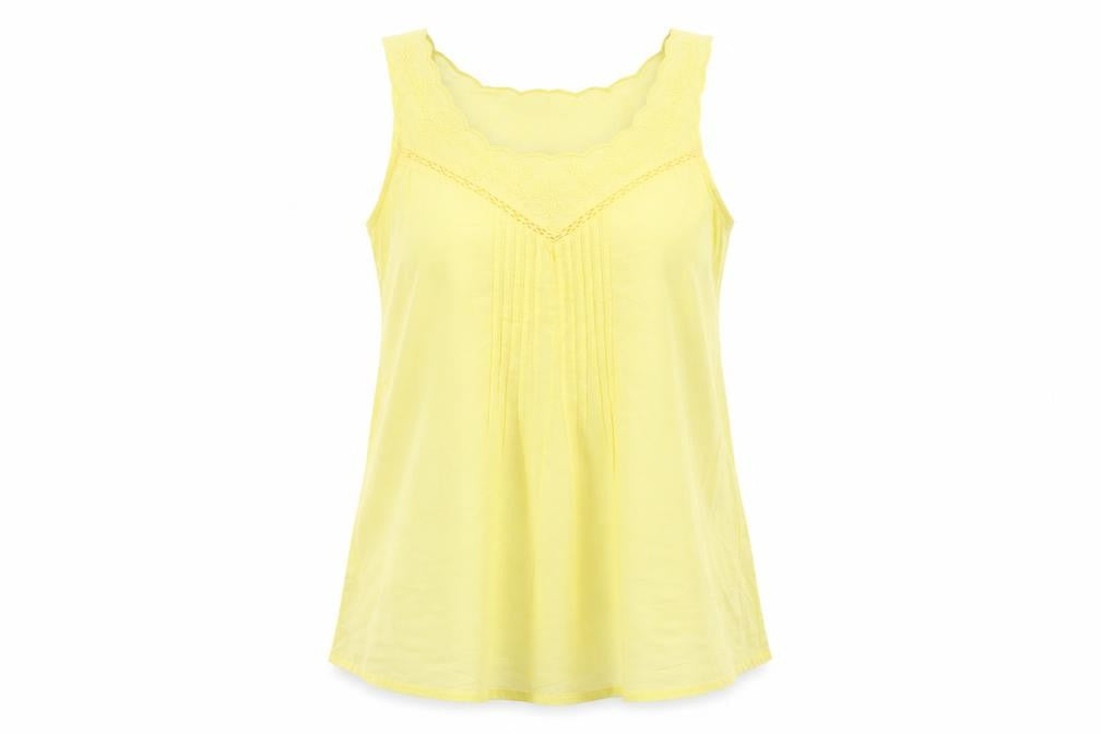 Womens UK Size 10 Oasis Yellow Basic Tank